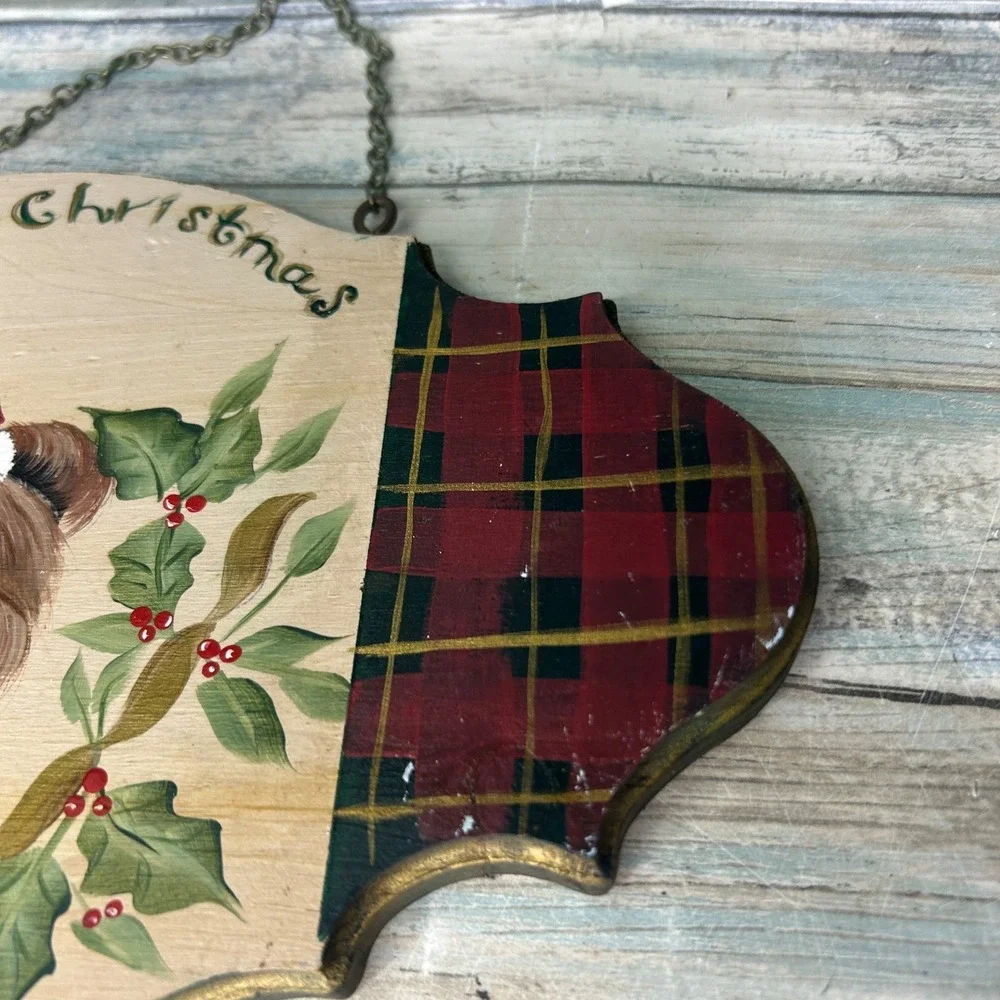 Vintage Wood Sign Fall Christmas Folk Primitive Handmade Cottagecore Two Sided
